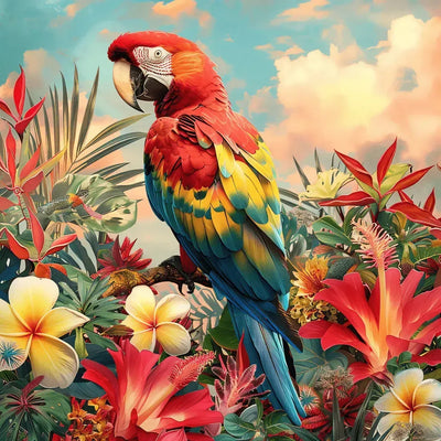 Parrot timanttimaalaus – värikäs papukaija