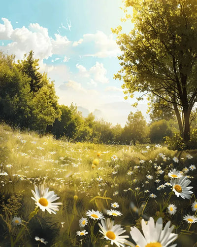 Daisy Dreamscape timanttimaalaus – päivänkakkarainen maisema