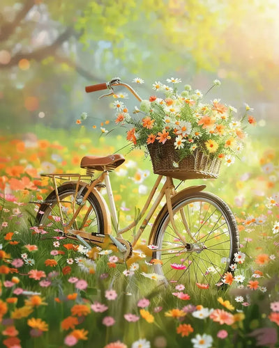 Floral Cycling timanttimaalaus – kukallinen polkupyörä