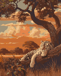 Thumbnail for Valkoinen tiikeri puun oksalla
