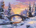 Thumbnail for Lumimaisema kivisillalla auringonlaskussa. - renderöinti valmiista numeromaalauksesta