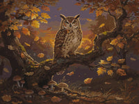 Thumbnail for Pöllö syksyisellä oksalla numeromaalaus - upea syksyinen maisema.