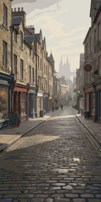 Thumbnail for Historiallinen katunäkymä numeromaalaus - vanhanaikaiset rakennukset ja mukulakivikatu