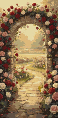 Thumbnail for Ruusukaarikäytävä numeromaalaus - kaunis polku ja kukat