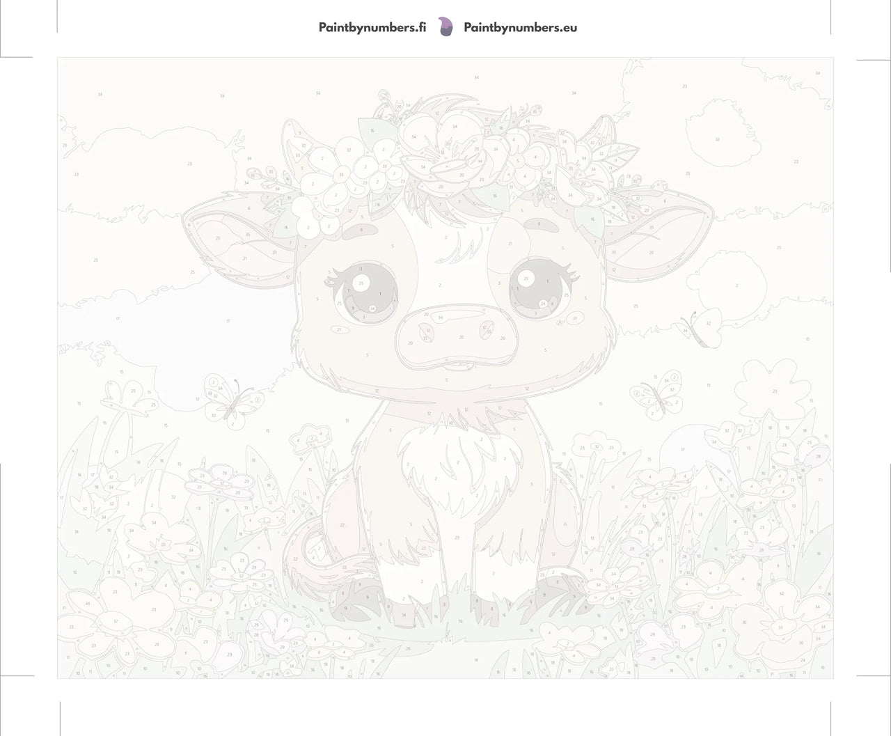 Paint by numbers canvas - Cute Cow with Flowers