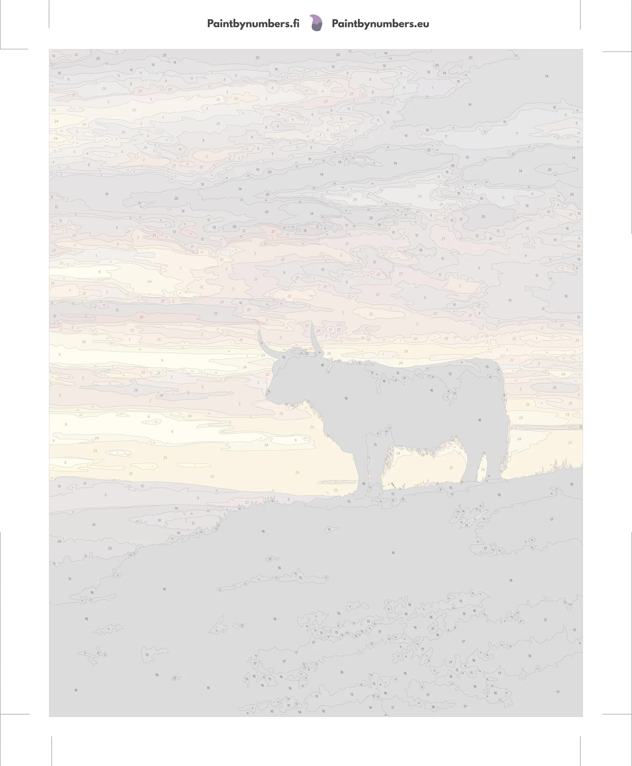 Paint by numbers canvas - Highland Cow at Sunset