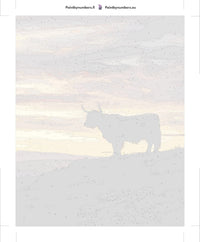 Thumbnail for Paint by numbers canvas - Highland Cow at Sunset
