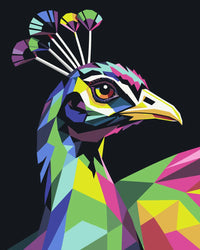 Thumbnail for Riikinkukko numeromaalaus - geometrinen lintu kirkkailla väreillä