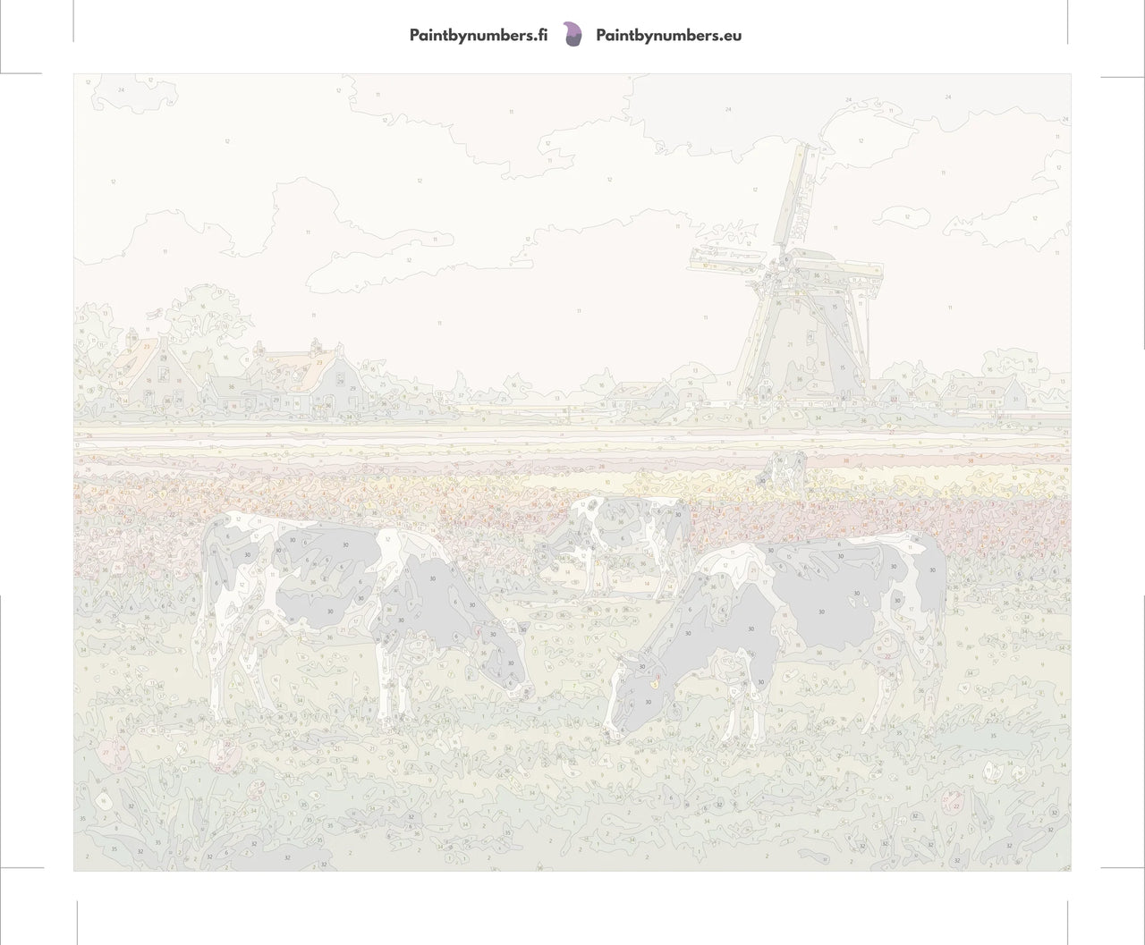 Paint by numbers canvas - Cows with Windmill