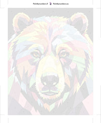 Thumbnail for Paint by numbers canvas - Geometric Bear Portrait