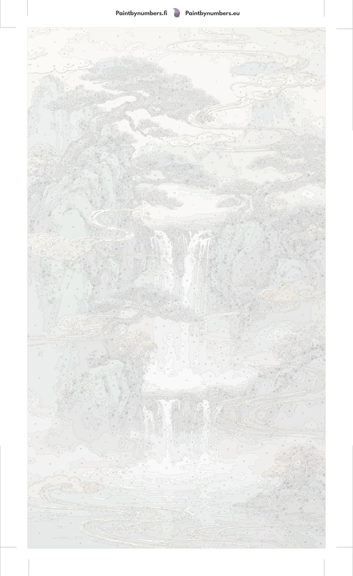 Paint by numbers canvas - Waterfall and Pine Trees