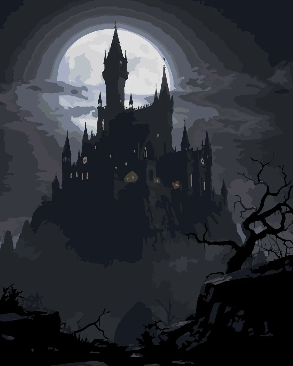 Linna numeromaalaus kuunvalossa