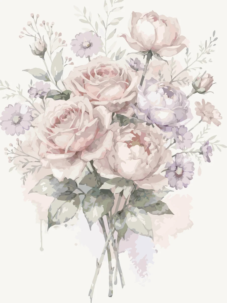 Ruusu numeromaalaus kimppu