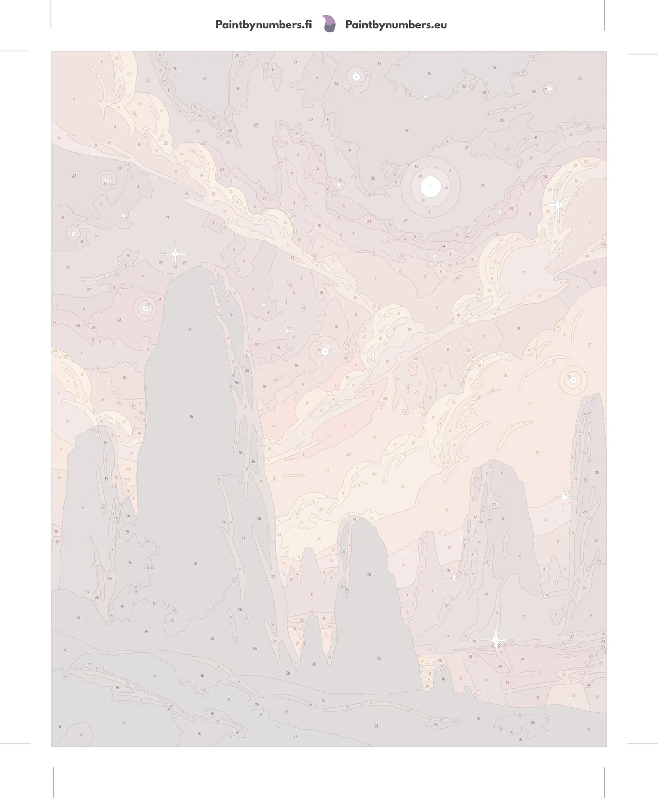 Punainen kalliomaisema yö numeromaalaus pakkaus