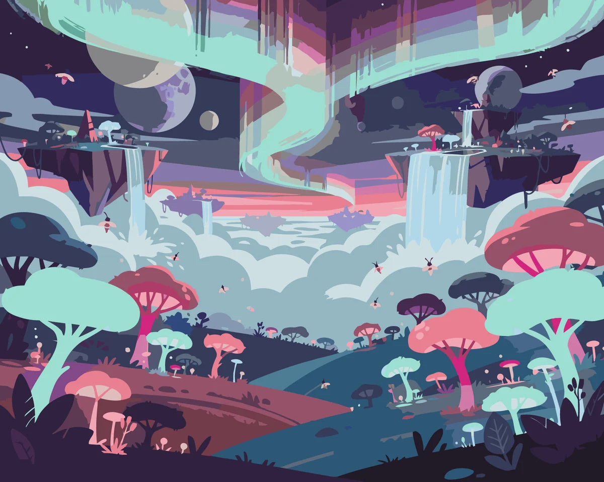 Fantasia maisema numeromaalaus