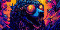 Thumbnail for Kuvassa on neonväreillä korostettu karhumainen eläin, jonka silmät hehkuvat oranssina. Tausta on täynnä yksityiskohtaisia neonvärisiä koristeita ja futuristisia elementtejä. Psykedeelinen tyyli.