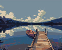 Thumbnail for Järvinäkymä laiturilta. - renderöinti valmiista numeromaalauksesta