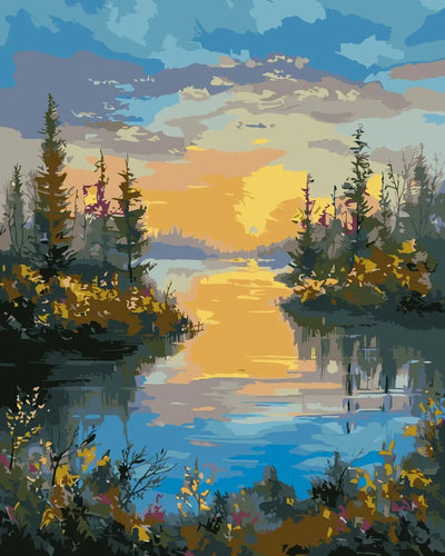 Serenity by the Lakesides numeromaalaus – rauhallinen järvimaisema