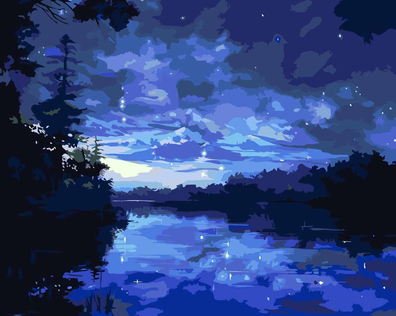 Starry Night Tranquility - Paint By Numbers