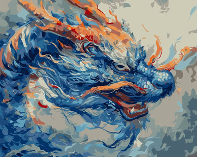 Azure Fury numeromaalaus – sinisävyinen maalaus