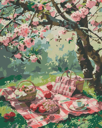 Picnic in the Petals numeromaalaus – piknik kukkien keskellä