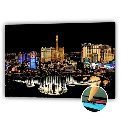Las Vegasin kaupunkinäkymä raaputuskuvana
