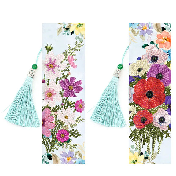 Flowers timanttimaalaus kirjanmerkit – kukkakuvioita