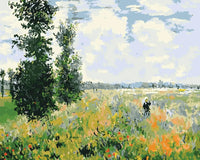 Thumbnail for Kesäinen niitty ja sinitaivas impressionistiseen tyyliin, numeromaalaus.
