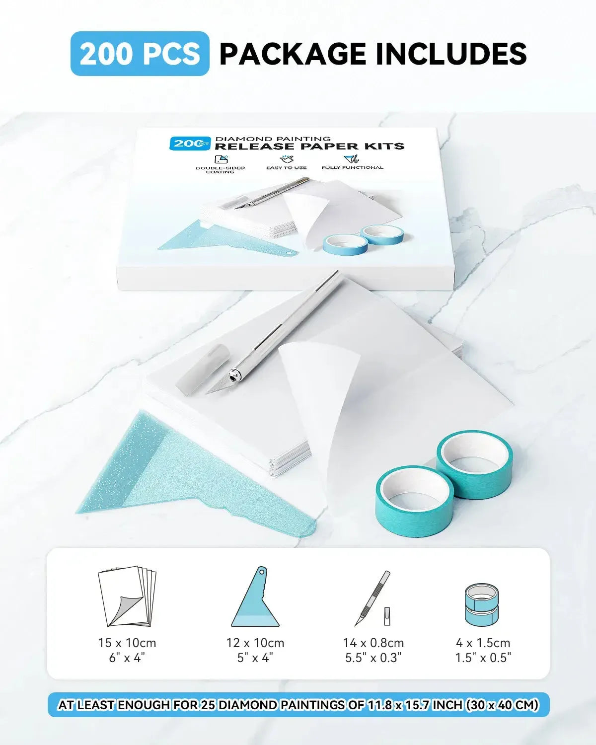 Timanttimaalauksen suojapaperisetti – 200 arkkia + työkalut