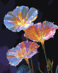 Thumbnail for Numeromaalaus, jossa tähtisäkenöivät kukat hohtavat tummansinisellä taustalla.