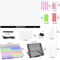 Thumbnail for ARTDOT A2 valopöydän mitat ja tarvikkeet esiteltynä.