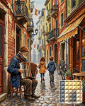 Thumbnail for Accordion Player in Old Town Alley, 40x50 cm timanttimaalaus – lopullisen kuvion esikatselu ja lähikuva neliönmuotoisista timanteista