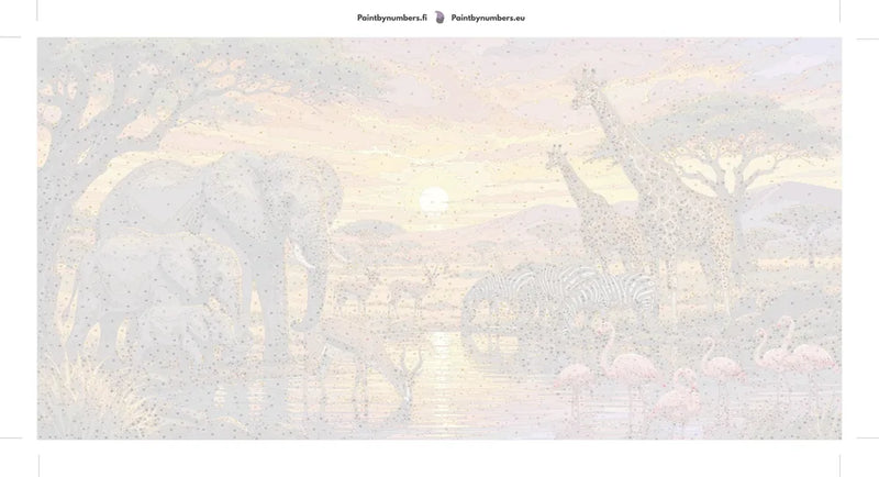 Numeroitu kangas - African Animals at Waterhole 80x40cm