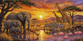 Thumbnail for Afrikkalaiset eläimet vesipaikalla numeromaalaus, jossa elefantteja, kirahveja, seeproja ja flamingoja.