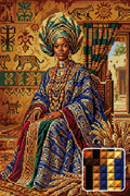 Thumbnail for African Queen in Regal Attire, 40x60 cm timanttimaalaus – lopullisen kuvion esikatselu ja lähikuva neliönmuotoisista timanteista