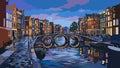 Thumbnail for Amsterdamin kanavasilta iltavalaistuksessa numeromaalaus.