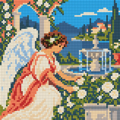 Angel in the Pearl Garden, 20x20 cm timanttimaalaus – lopullisen kuvion esikatselu