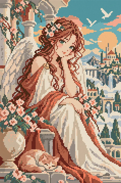 Angel of the Apricot Dawn, 30x45 cm timanttimaalaus – lopullisen kuvion esikatselu