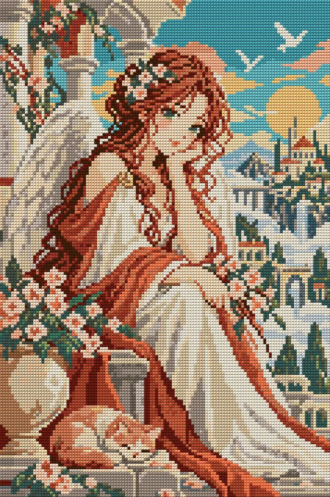 Angel of the Apricot Dawn, 30x45 cm timanttimaalaus – koko kuvion esikatselu ilman lähikuvaa