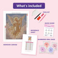 Thumbnail for Angel with Harp 40x50cm timanttimaalauspaketin sisalto: liimapintainen canvas, varikartta, tyokalut ja timanttipussit