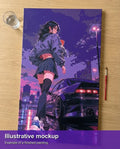 Thumbnail for Valmiin numeromaalauksen havainnekuva - Anime Girl with Sports Car 40x70cm