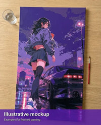 Thumbnail for Valmiin numeromaalauksen havainnekuva - Anime Girl with Sports Car 40x70cm
