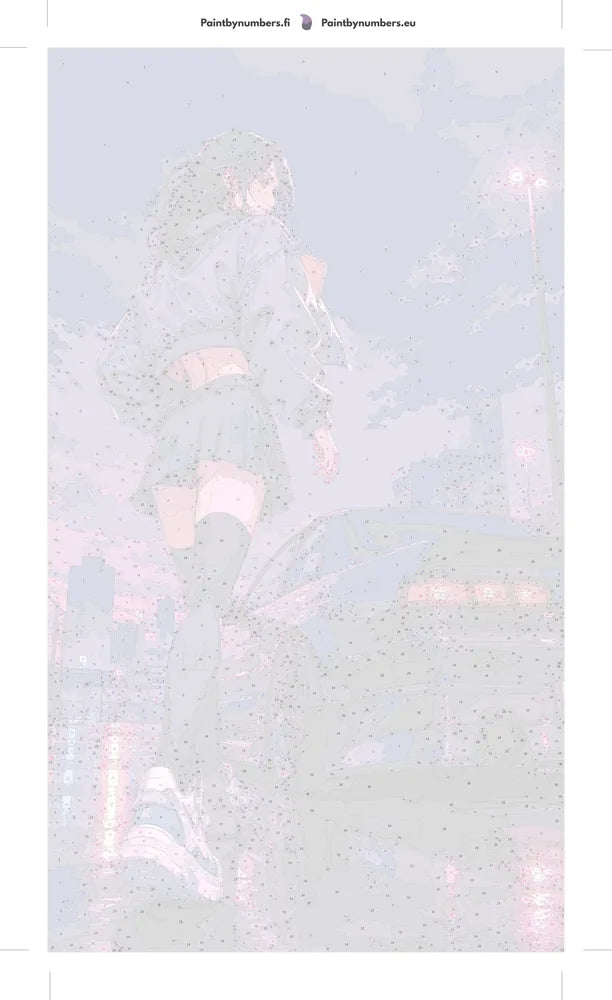 Numeroitu kangas - Anime Girl with Sports Car 40x70cm