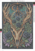 Thumbnail for Antler Skull Roses timanttimaalauksen liimapintainen canvas 40x60cm
