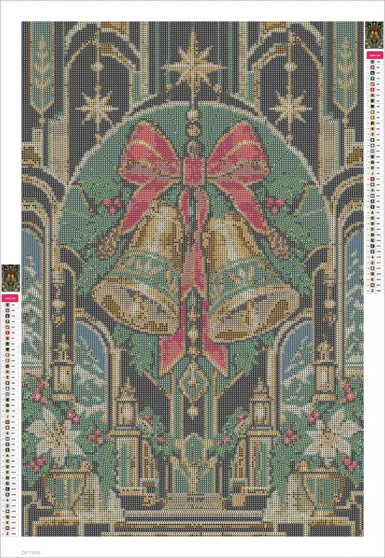Art Deco Winter Bells timanttimaalauksen liimapintainen canvas 40x60cm