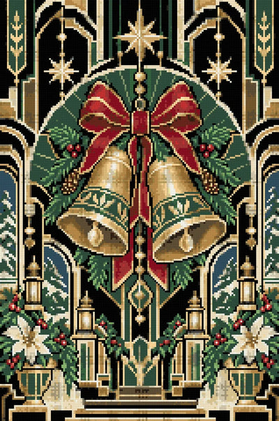 Art Deco Winter Bells, 40x60 cm timanttimaalaus – lopullisen kuvion esikatselu