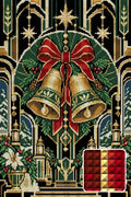 Thumbnail for Art Deco Winter Bells, 40x60 cm timanttimaalaus – lopullisen kuvion esikatselu ja lähikuva neliönmuotoisista timanteista
