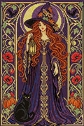 Thumbnail for Jugend-tyylinen kuunoita kissan ja lyhdyn kanssa, 40x60 cm timanttimaalaus – koko kuvion esikatselu