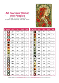 Thumbnail for Art Nouveau Woman with Poppies timanttimaalauksen värikartta – 34 DMC-väriä