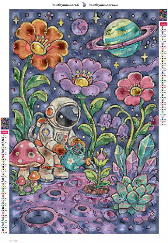 Astronaut Gardener timanttimaalauksen liimapintainen canvas 40x60cm